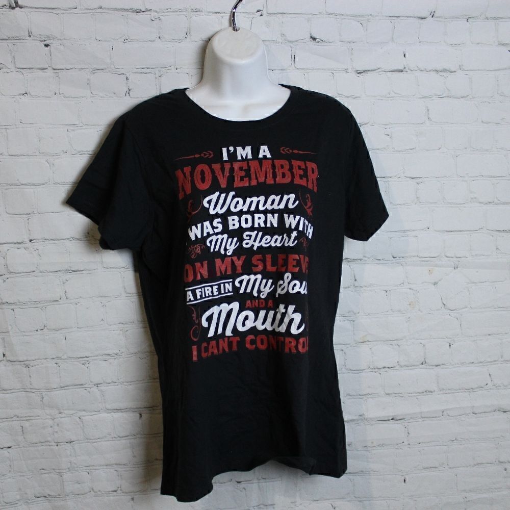 Women's NOVEMBER BABY Meme Tee Large